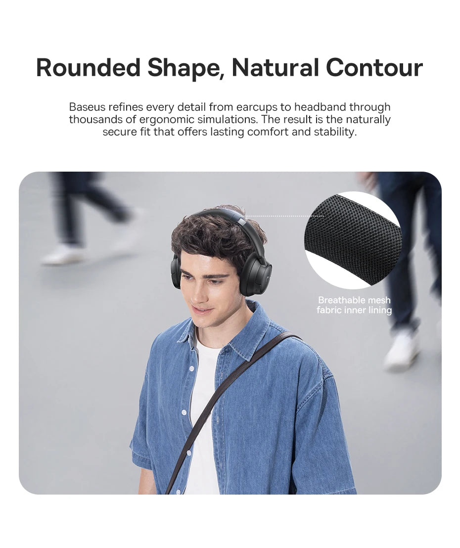 Baseus Bowie H1s Wireless Headphones Bluetooth 5.4 Noise Canceling 46dB Over Ear Headset Hi-Res Spatial Audio Earphone 120H Time - TechSmartX