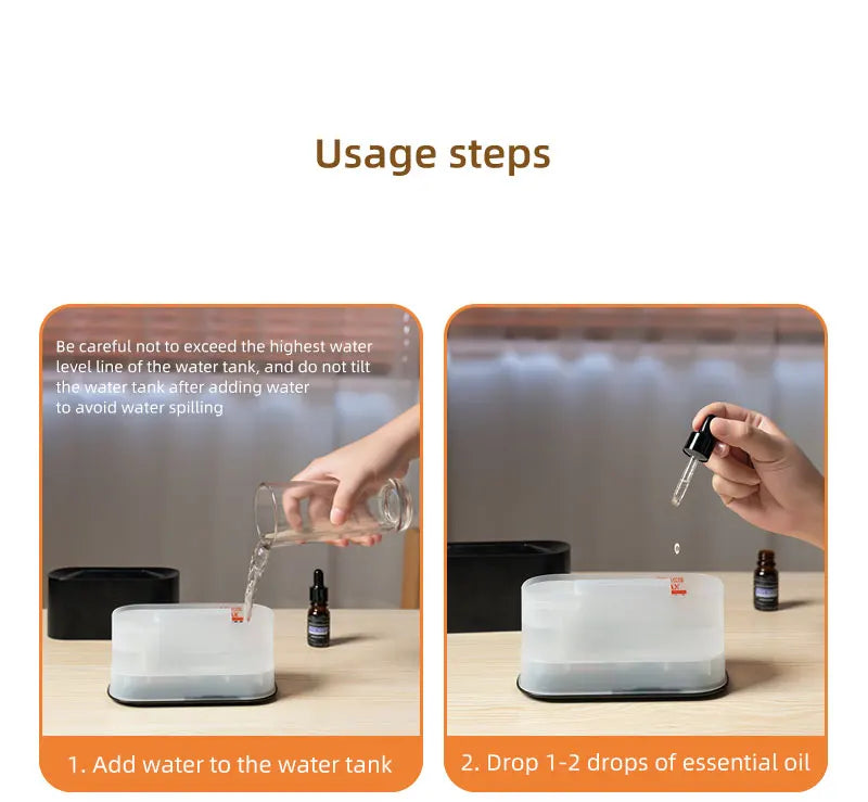 Aromatherapy Diffuser with Flame Effect, Essential Oil Diffuser and Cool Mist Humidifier, Silent Humidifier for Home and Bedroom - TechSmartX