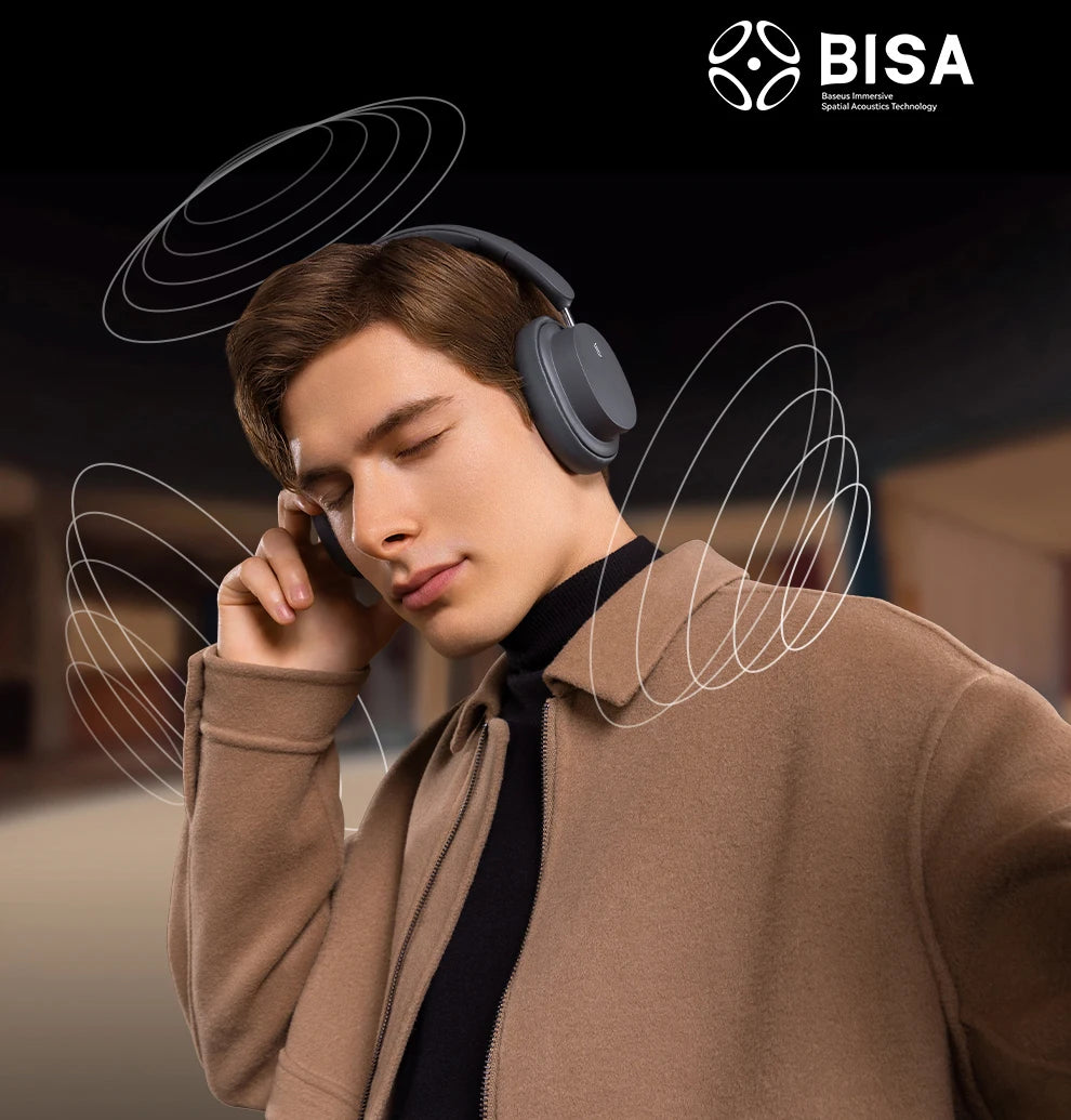 Baseus Bowie D05 Wireless Headphone 3D Spatial Audio Earphone Bluetooth 5.3 Headset 40mm Driver Foldable Over Ear Headphone 70H - TechSmartX