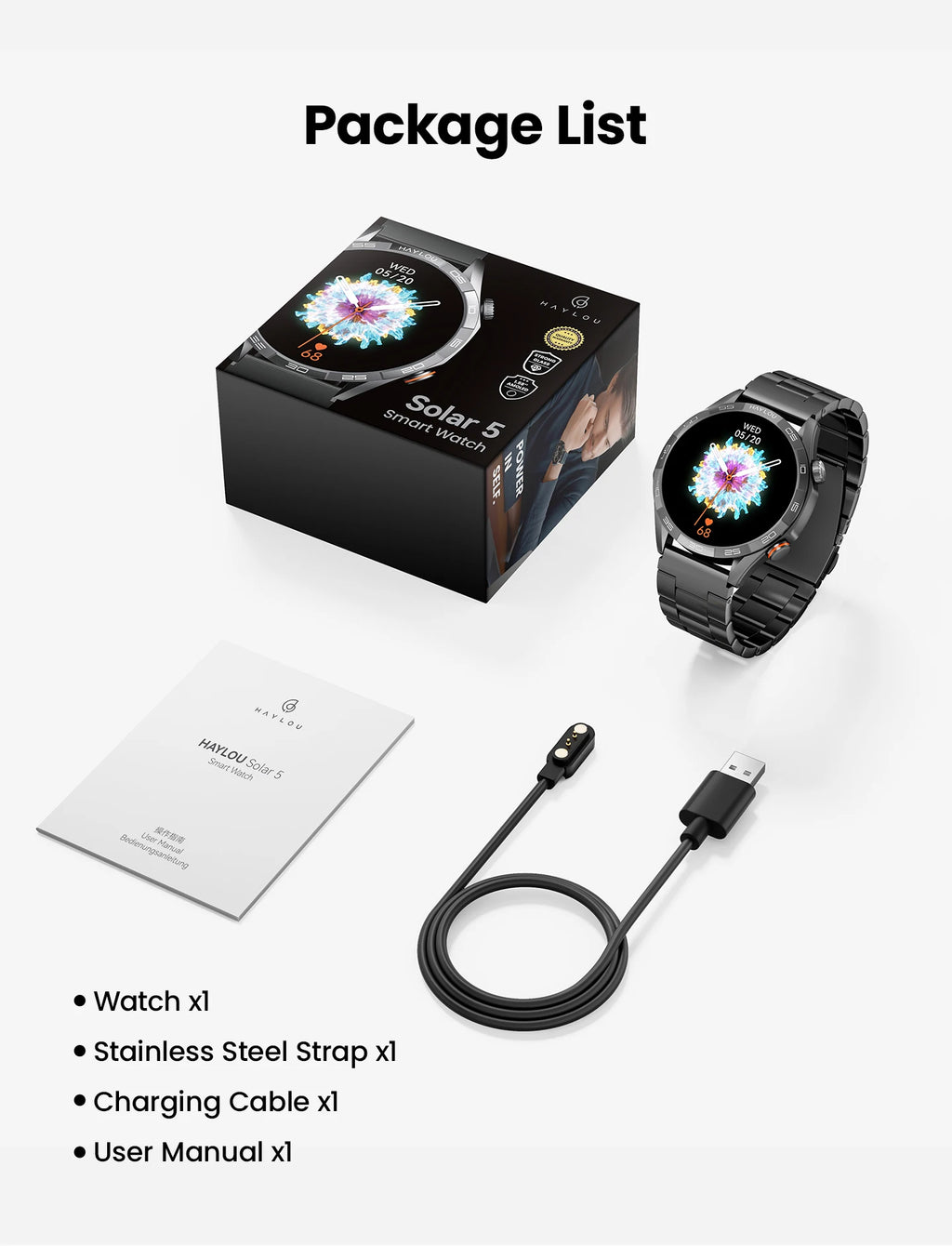 HAYLOU Solar 5 Voice Calling Smartwatch 1.58'' AMOLED Display 60Hz Smart Watch 24H Health Monitoring Sports Smartwatch for Men - TechSmartX