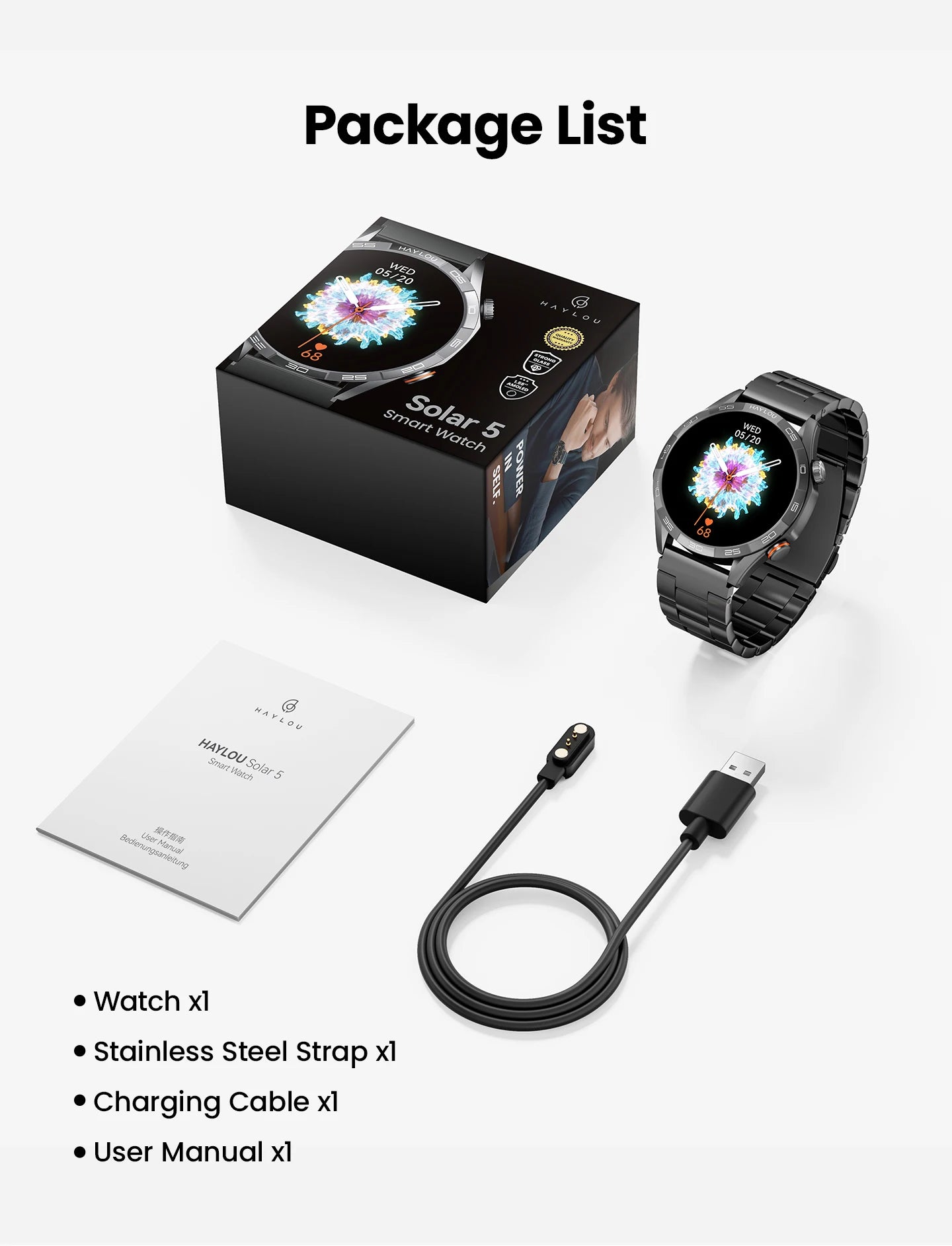HAYLOU Solar 5 Voice Calling Smartwatch 1.58'' AMOLED Display 60Hz Smart Watch 24H Health Monitoring Sports Smartwatch for Men - TechSmartX