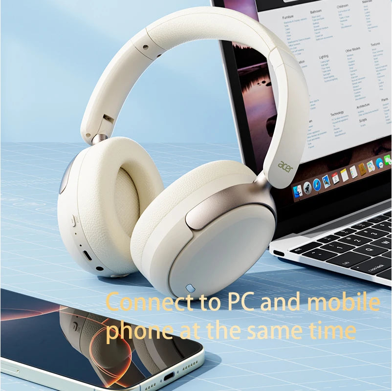 Acer OHR516 ANC Wireless Headphone 48dB Noise Canceling Hi-Res Spatial Audio Earphone with LDAC Bluetooth 5.4 Over Ear Headset - TechSmartX