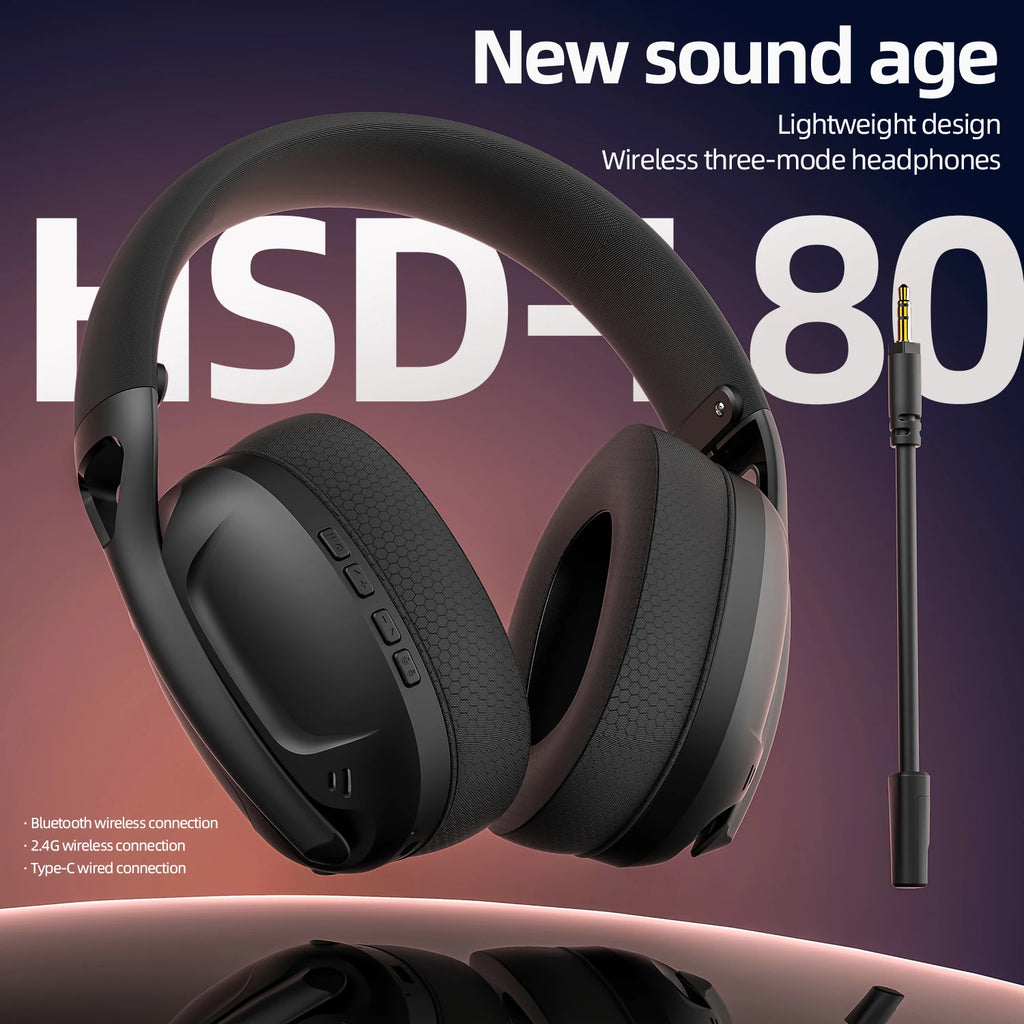 SmailWolf-L80 Bluetooth wireless three-mode headphones headset lightweight headset 2.4G gaming headsets sports bass - TechSmartX