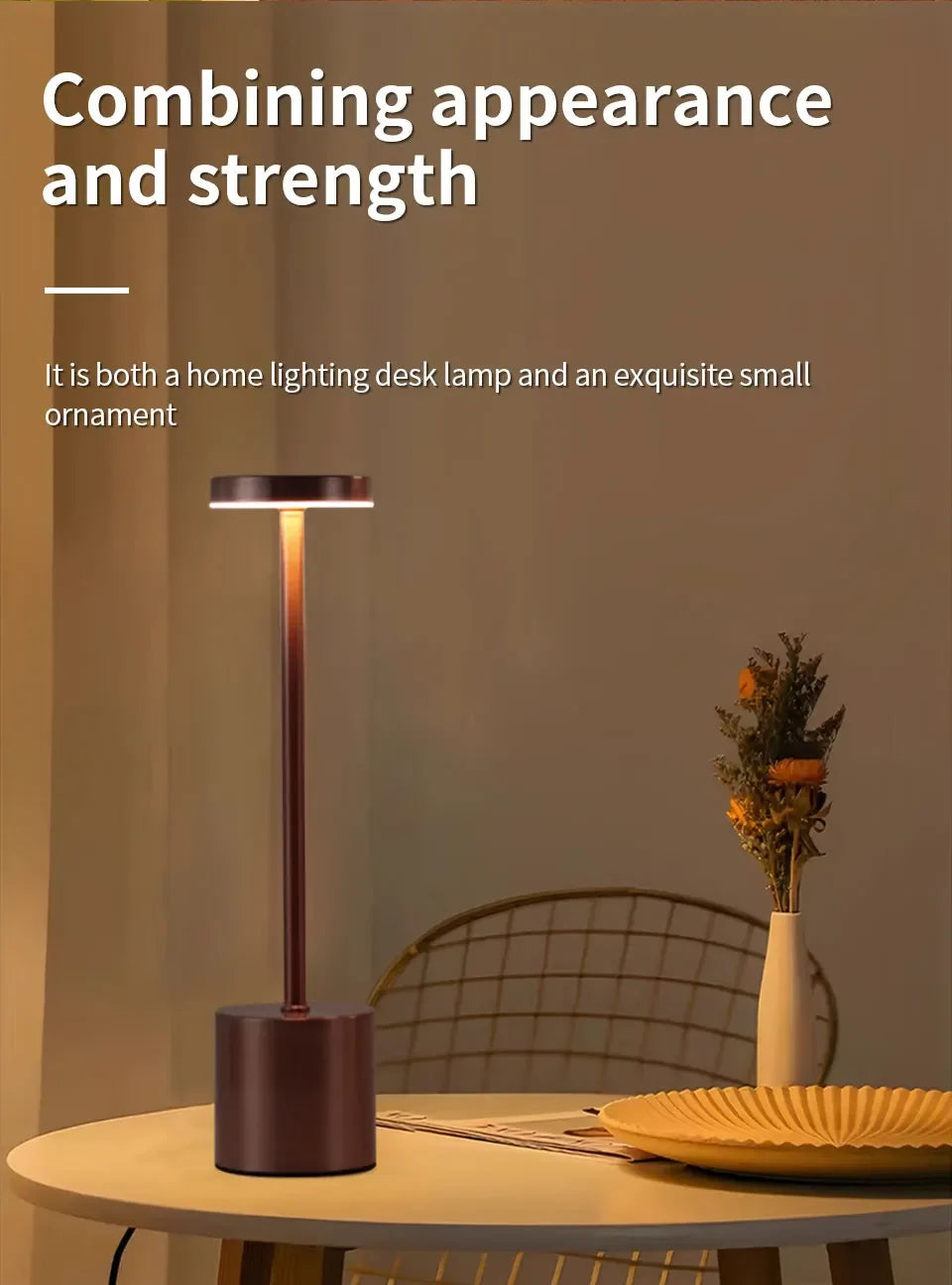 Classic Table Lamp USB Rechargeable Night Light Stepless Dimming Touch Desk Lamp 3 Colors Bedside Lamp Bar Hotel Decoration - TechSmartX