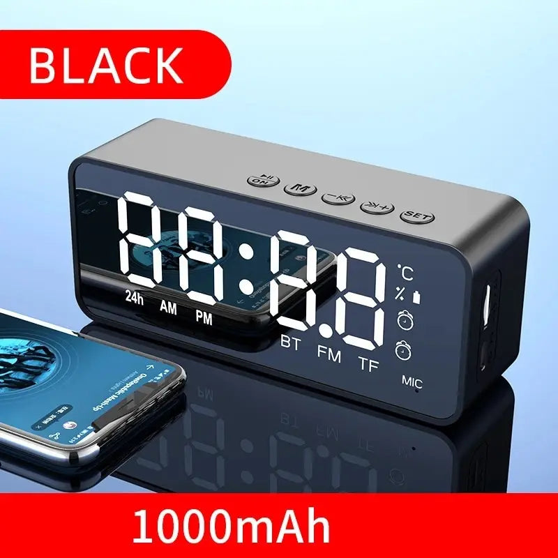 Wireless Bluetooth Speaker Small Mini Alarm Clock Portable Cannon Mini Voice Broadcast the Card Instert Vehicular Audio System W - TechSmartX