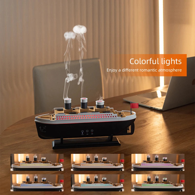 Retro Ship Air Humidifier Ultrasonic Aromatherapy Diffusers Mist Maker Fragrance Essential Oil Aroma Difusor Remote control - TechSmartX
