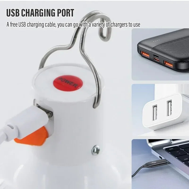 Outdoor USB Rechargeable LED Lamp Bulbs High Brightness Emergency Light Hook Up Camping Fishing Portable Lantern Night Lights - TechSmartX