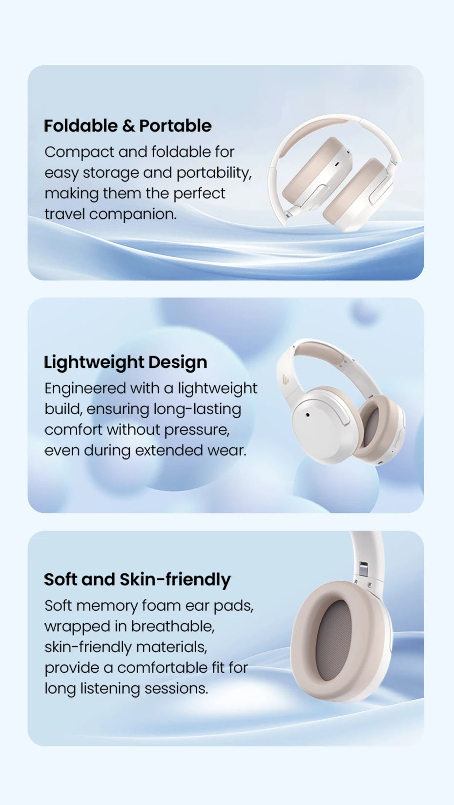 Edifier W820NB Plus(2025 Ver.) ANC Wireless Headphone Bluetooth 6.1 Over-ear Headset -49dB Noise Canelling Earphone Hi-Res Audio - TechSmartX