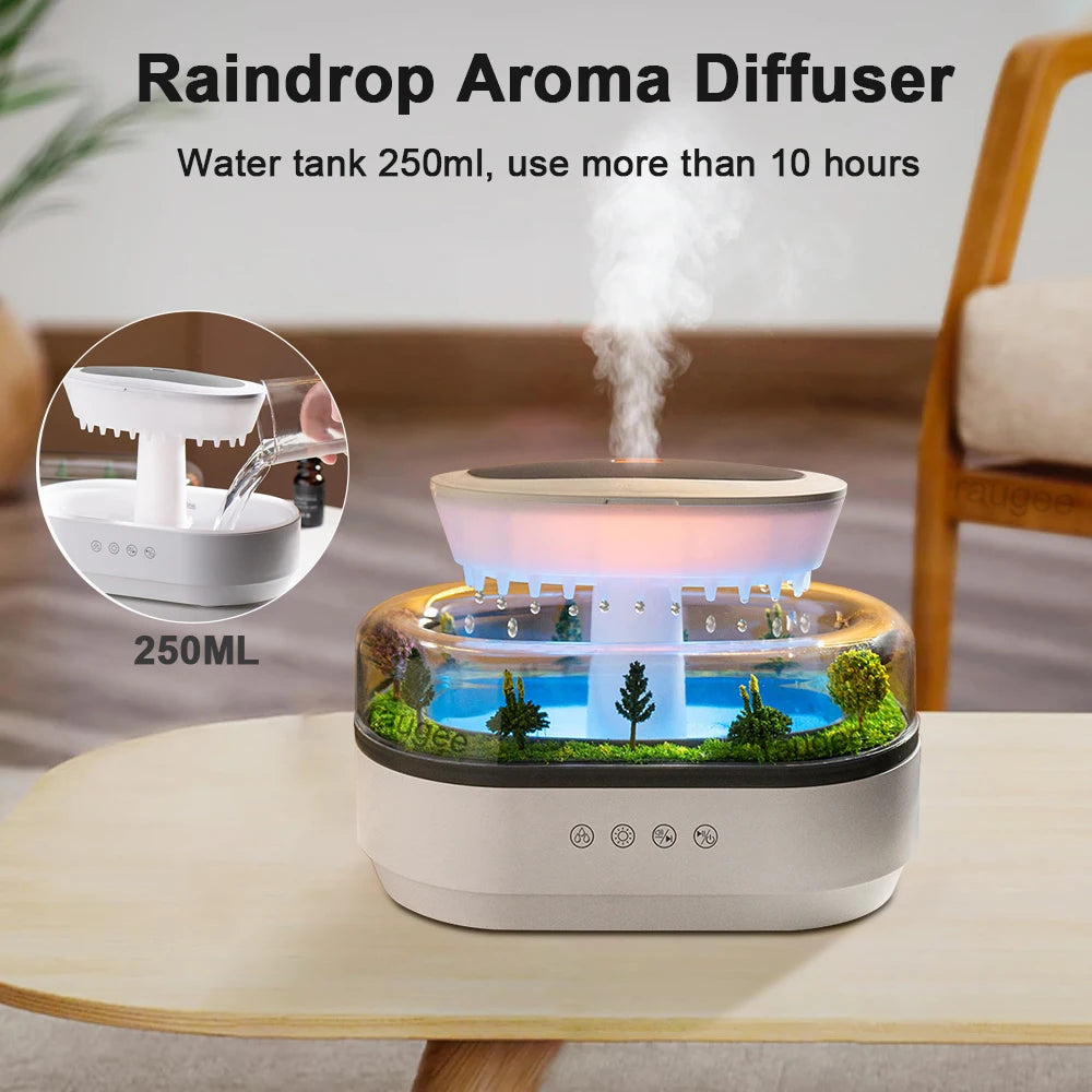 Aroma Humidifier Raindrop Air Humidifier Colorful Light White Noise Essemtial Oil Diffuser Home Ultrasonic Fragrance Diffuser - TechSmartX