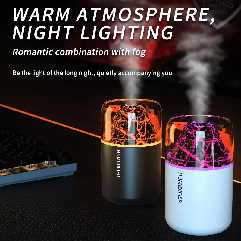 The simulated volcanic color lamp humidifier USB aromatherapy diffuser is suitable for use in cars, homes, bedrooms, as a gift, - TechSmartX