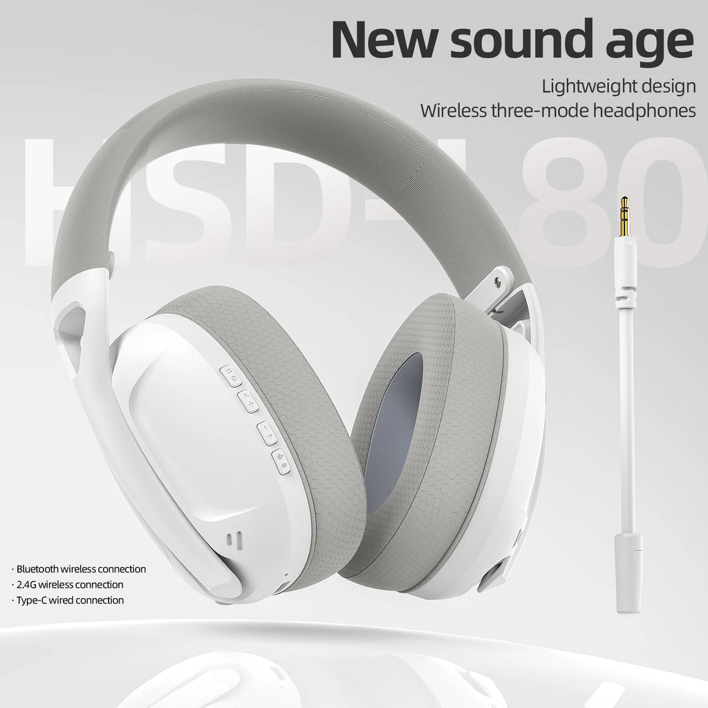 SmailWolf-L80 Bluetooth wireless three-mode headphones headset lightweight headset 2.4G gaming headsets sports bass - TechSmartX