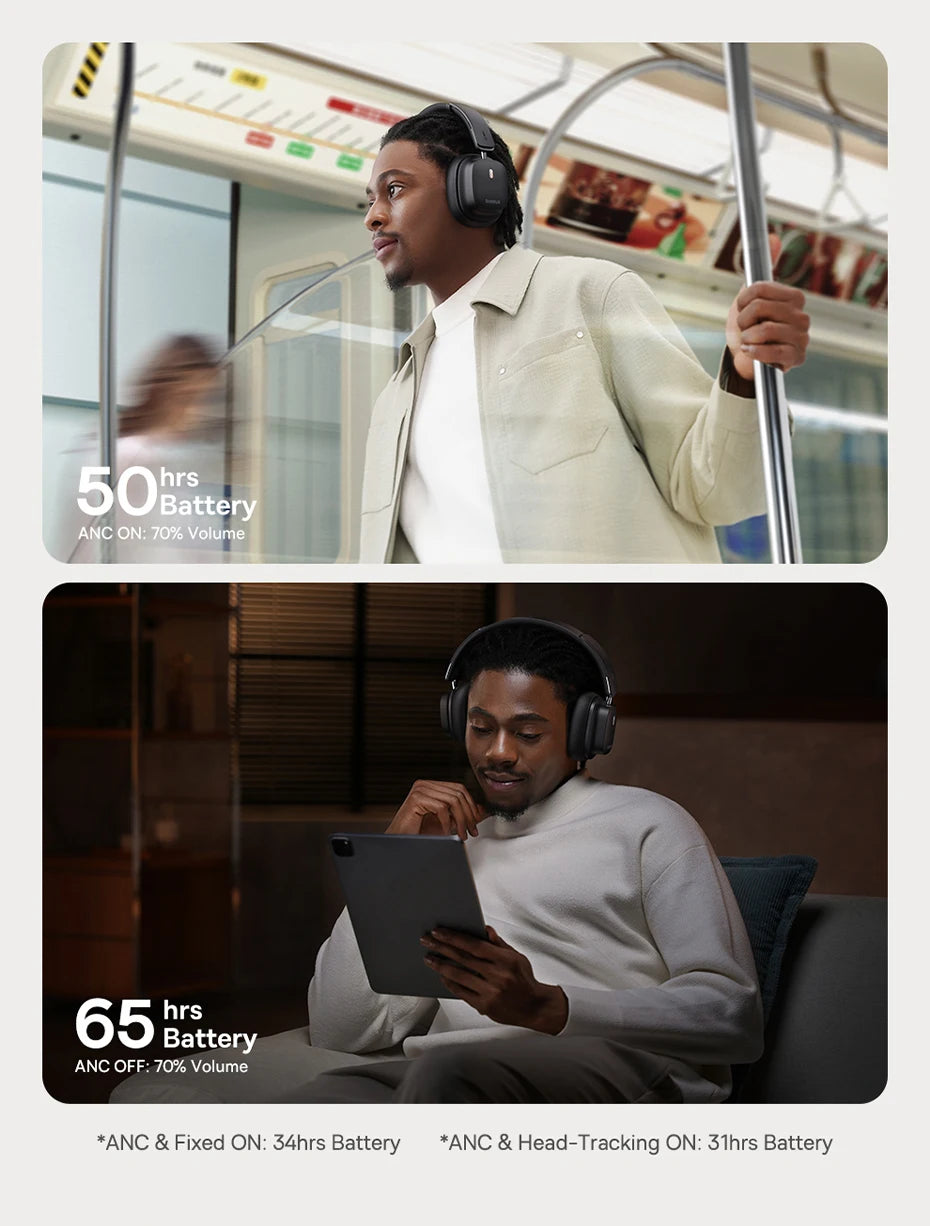 Baseus Bowie 30 Max Wireless Headphones Hi-Res Audio LDAC Bluetooth 5.4 -45dB Active Noise Cancellation Headset - TechSmartX