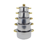 Set de oale din inox cu 10 piese, capace din sticla