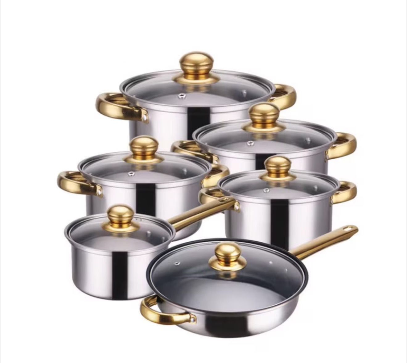 Set oale 12 piese inox, cu capace de sticla termorezistenta