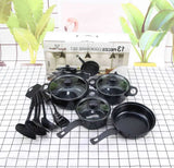 Set de Gatit cu 13 Piese, Oale, Cratite, Tigaie Antiaderenta si Ustensile de Bucatarie, Negru