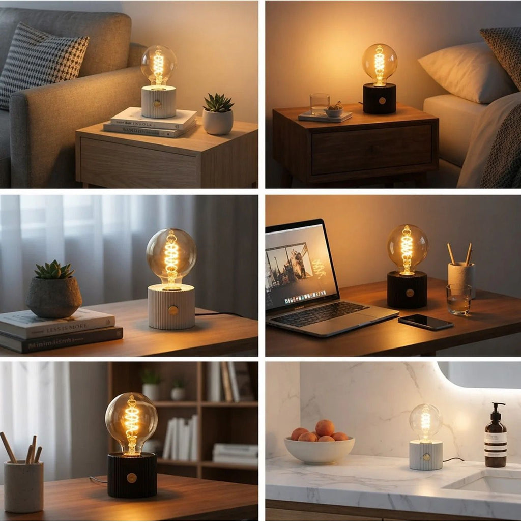 Lampă LED Decorativă 15.5x8.5cm, cu Buton Reglare Intensitate, Lumină Caldă, Incarcare USB Engros