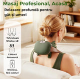 Aparat Masaj Cervical Multifunctional 7LIFE, Shiatsu pentru Gat, Umeri, Spate, Brate si Gambe, 3 Intensitati, 2 Trepte Caldura 40/45°C, Wireless, Motor Silentios
