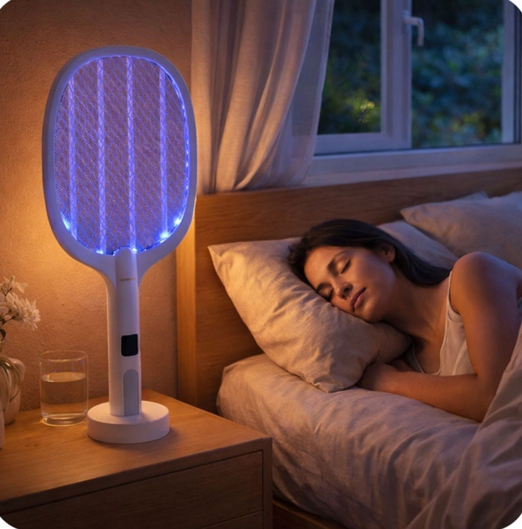 Paleta electrica anti-insecte Revento Flash 11, 21.8 x 52.8 cm, acumulator 1200 mAh, USB-C, Alb