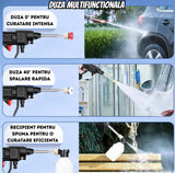 Aparat de Spălat cu Presiune Fără Fir Infiniteea™ 500W, 30 Bari, 2 Acumulatori 48V 5000mAh, Autonomie 3h, 3 Moduri de Pulverizare, Filtru de Apă, Recipient pentru Spumă, Furtun 5m, Kit Complet cu Trusă, Negru