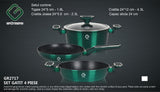 Set 4 piese: 3 vase din aluminiu, compatibile cu plita cu inductie, 1 capac din sticla termorezistenta