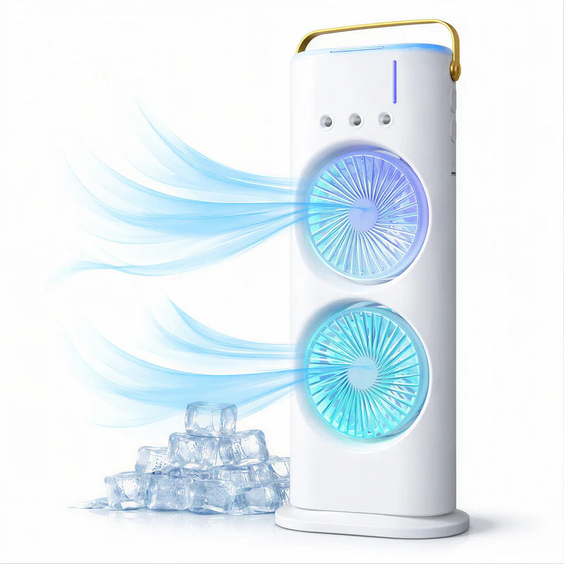 Ventilator Portabil cu Apă și Gheață USB, LED, Reîncărcabil